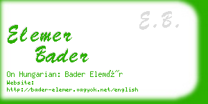 elemer bader business card